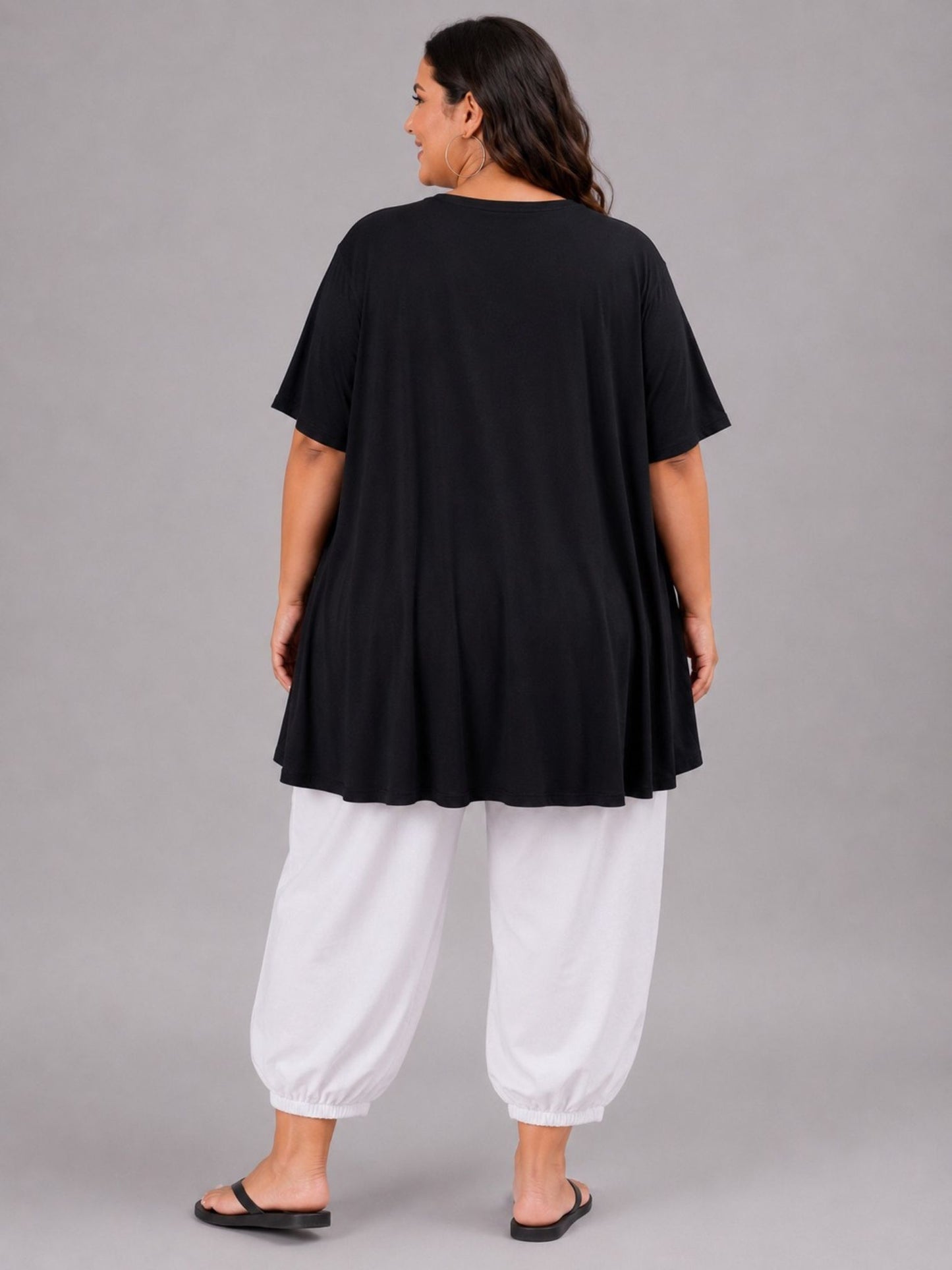 Frenzi A-Linien Shirt Graffiti-Print Schwarz – Einheitsgröße 44–58