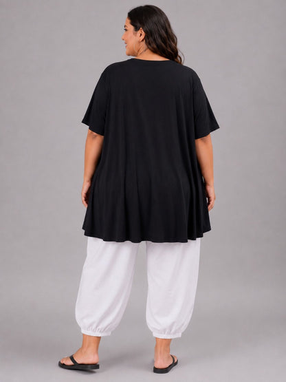 Frenzi A-Linien Shirt Graffiti-Print Schwarz – Einheitsgröße 44–58