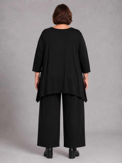 Frenzi Shirt Hasen-Druck im Magazin-Look Oversize – Einheitsgröße 44–56, Schwarz/Braun