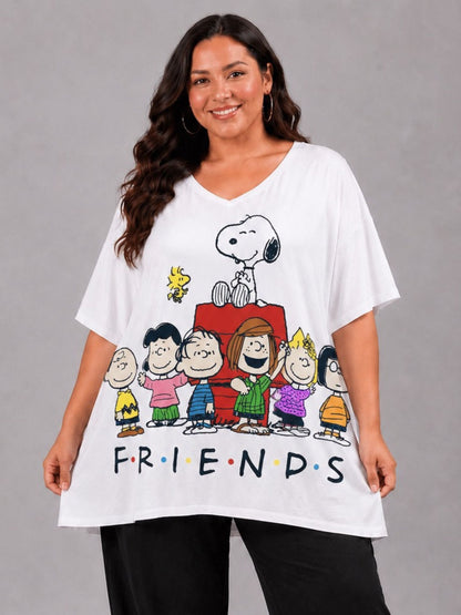 Frenzi Oversize Shirt Comic-Gruppe Weiß – Einheitsgröße 44–58