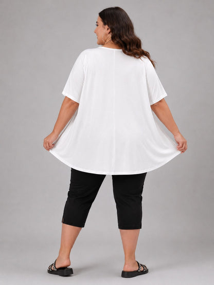 Frenzi Oversize Shirt Hunde-Print Weiß – Einheitsgröße 44–58