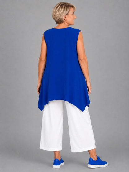 Frenzi Top mit Strassnieten – ärmellos, asymmetrischer Saum – in 5 Farben – Einheitsgröße 46–56