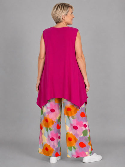 Frenzi Top mit Strassnieten – ärmellos, asymmetrischer Saum – in 5 Farben – Einheitsgröße 46–56