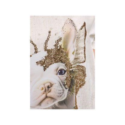 Frenzi4u A-Linie Shirt Französische Bulldogge Glitzerprint Creme