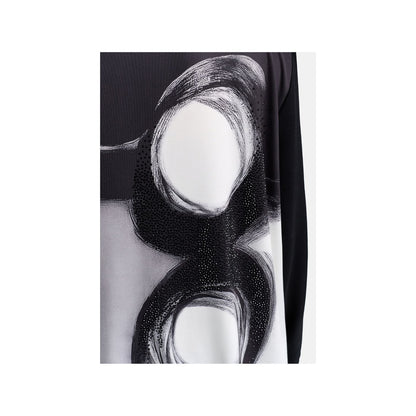 Frenzi4u Oversize Jacke mit Reißverschluss, Strass Kunstmotiv Rücken Schwarz / Weiß)