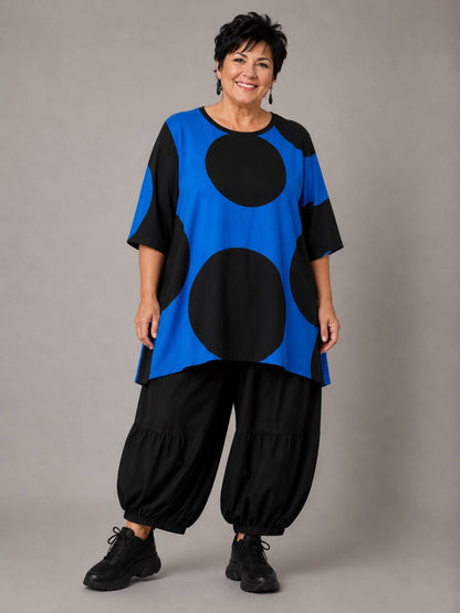 Funky Diva Shirt große Punkte A-Linie – Blau, Einheitsgröße 46–56
