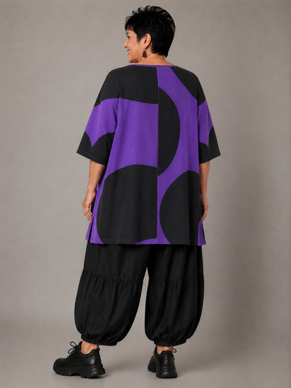 Funky Diva Shirt große Punkte A-Linie – Lila, Weiß, Blau, Orangerot, Pink, Einheitsgröße 46–56