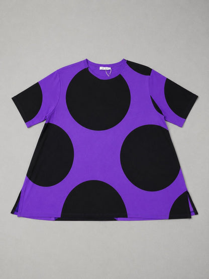Funky Diva Shirt große Punkte A-Linie – Lila, Weiß, Blau, Orangerot, Pink, Einheitsgröße 46–56