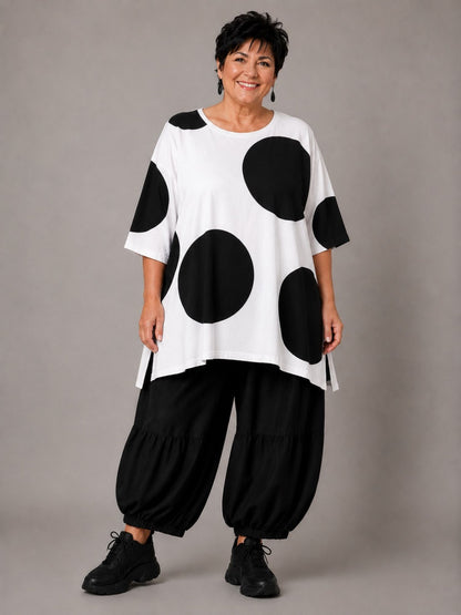 Funky Diva Shirt große Punkte A-Linie – Weiß, Einheitsgröße 46–56