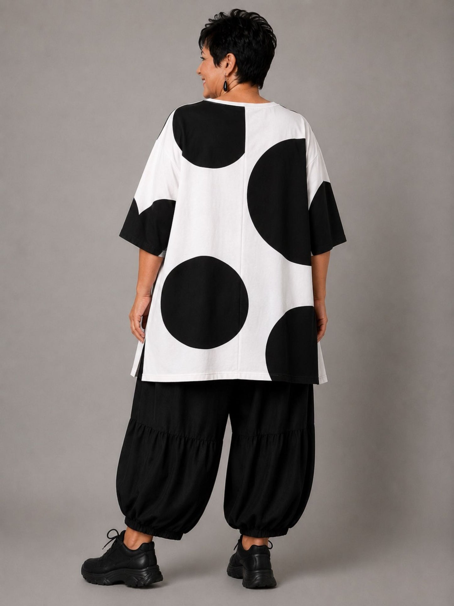 Funky Diva Shirt große Punkte A-Linie – Weiß, Einheitsgröße 46–56