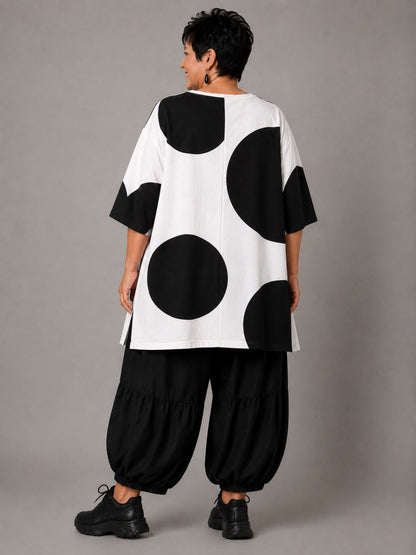 Funky Diva Shirt große Punkte A-Linie – Weiß, Einheitsgröße 46–56