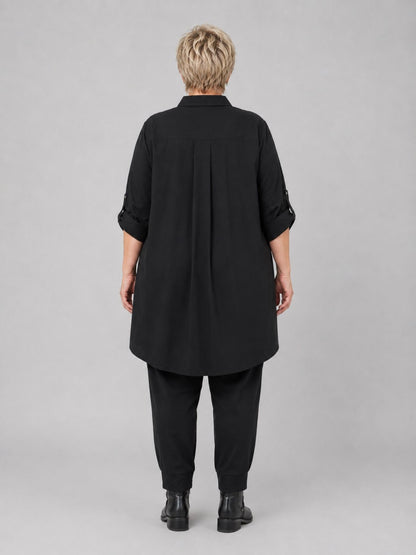 Gozzip Hemdtunika Baumwolle als Blusenjacke – Schwarz Gr. S–XL (42–56)