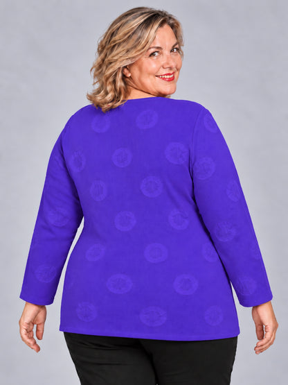 Lila Strickpullover mit H-Muster, Rückansicht