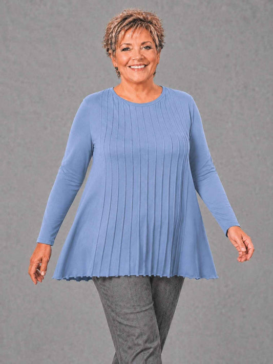 Heimod Strickpullover Baumwolle mit Biesen A-Linie – Blau, Ecru, Grün, Schwarz Gr. 44–60