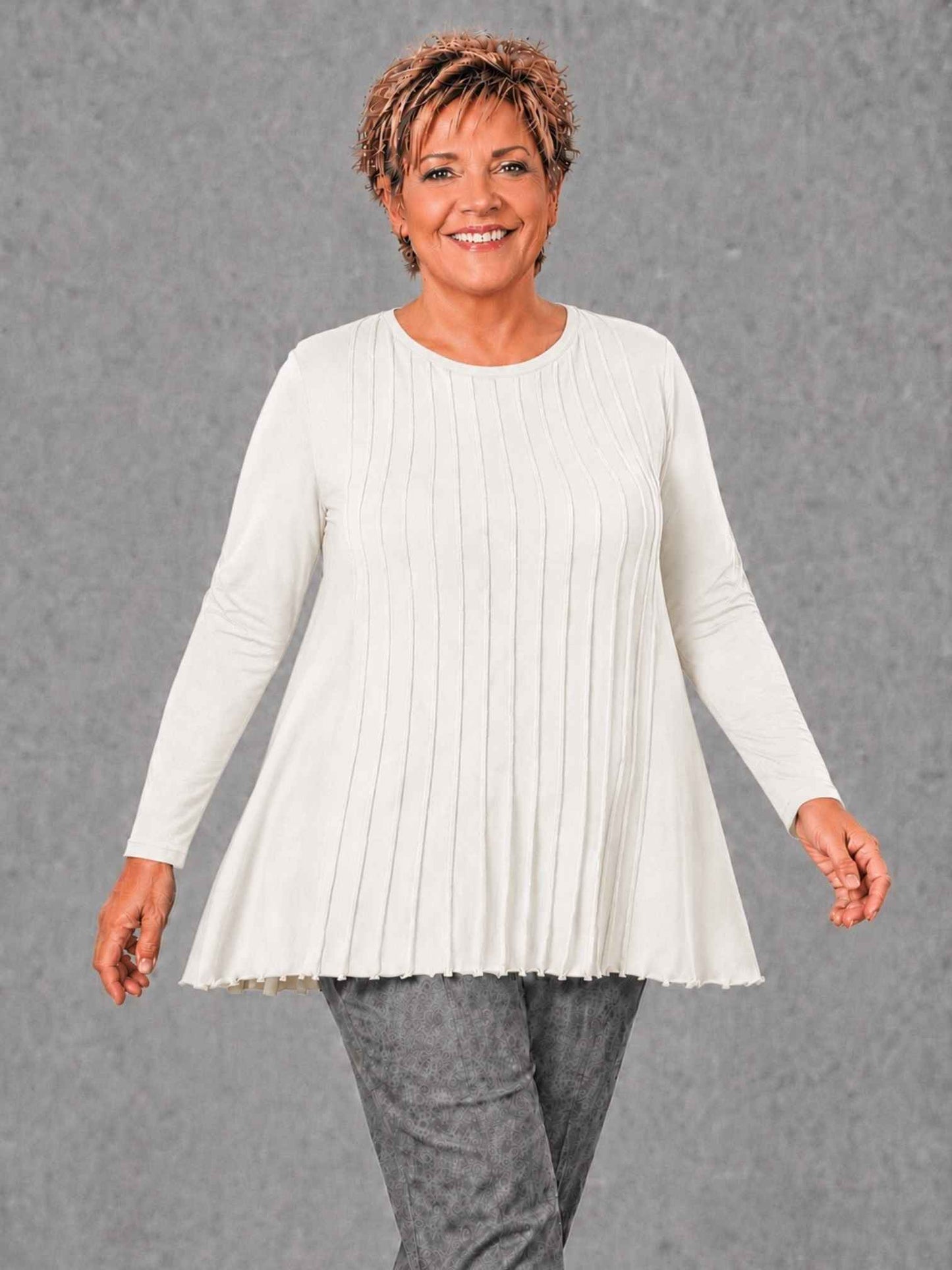 Heimod Strickpullover Baumwolle mit Biesen A-Linie – Blau, Ecru, Grün, Schwarz Gr. 44–60