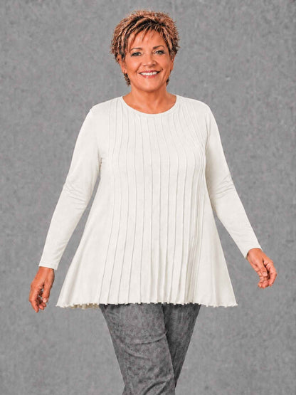 Heimod Strickpullover Baumwolle mit Biesen A-Linie – Blau, Ecru, Grün, Schwarz Gr. 44–60
