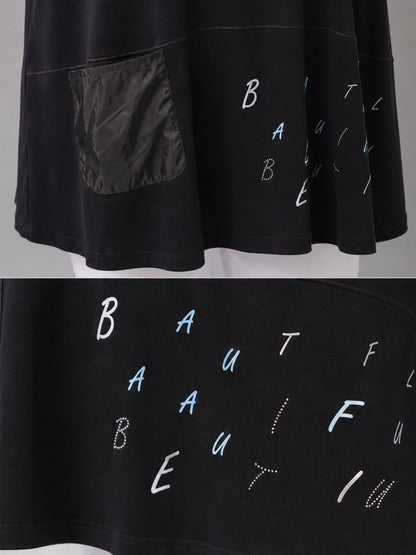 Lea H Curve Longshirt „Beautiful" – Schwarz & Weiß | Print, Straß & Lurex | Große Größen