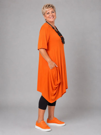 Momente Long-Tunika Viskose-Jersey Ballon-Schnitt – Schwarz, Pink, Orange, Gelb, Grün, Kiwi Gr. 1–3 (EU 42–58)
