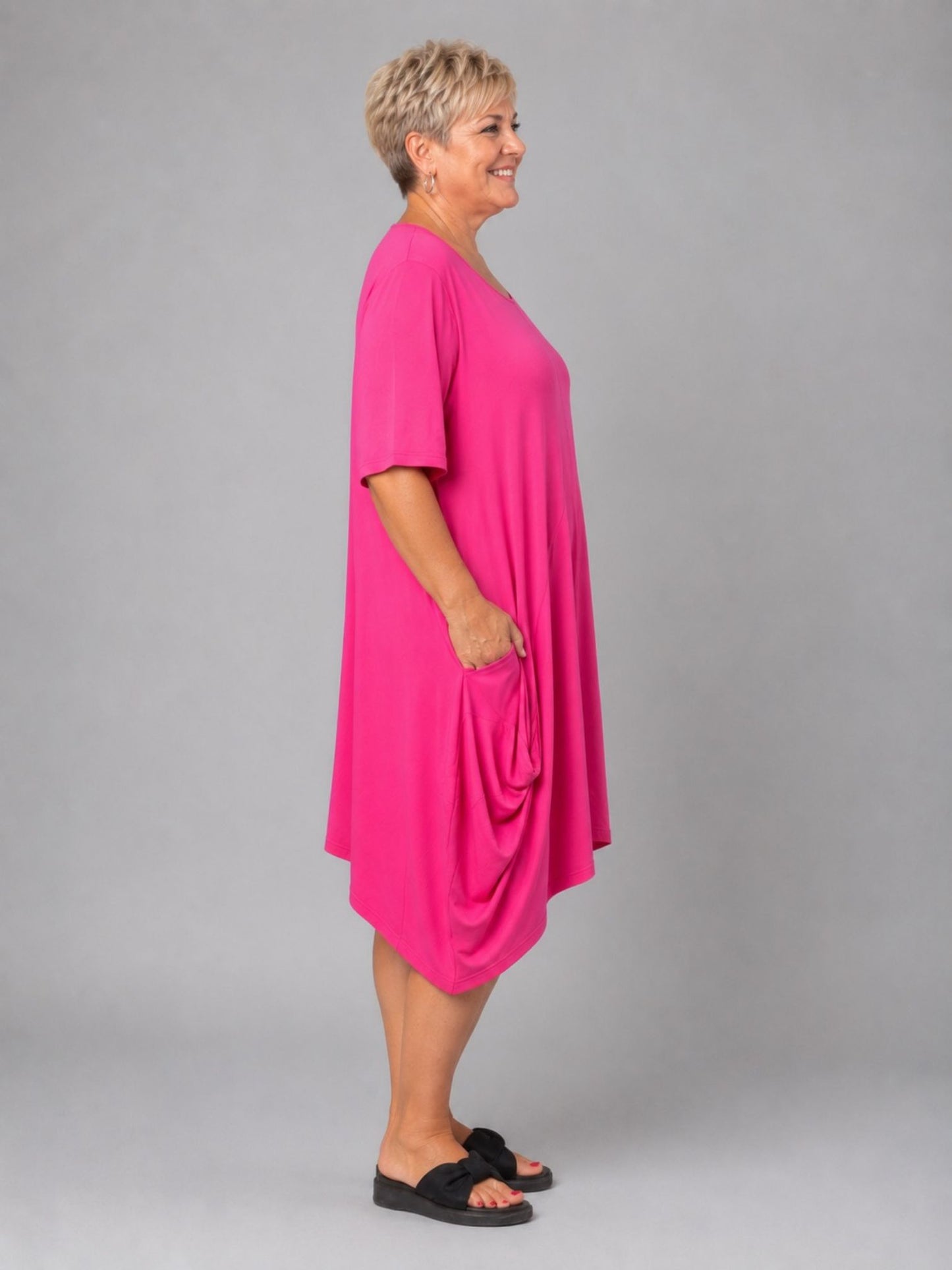 Momente Long-Tunika Viskose-Jersey Ballon-Schnitt – Schwarz, Pink, Orange, Gelb, Grün, Kiwi Gr. 1–3 (EU 42–58)