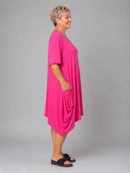 Momente Long-Tunika Viskose-Jersey Ballon-Schnitt – Schwarz, Pink, Orange, Gelb, Grün, Kiwi Gr. 1–3 (EU 42–58)