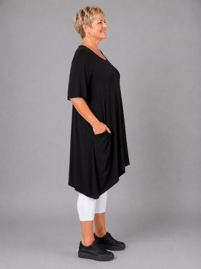 Momente Long-Tunika Viskose-Jersey Ballon-Schnitt – Schwarz, Pink, Orange, Gelb, Grün, Kiwi Gr. 1–3 (EU 42–58)