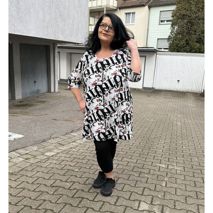 Naveed Tunika Schwarz-Weiß Print A-Linie mit Taschen