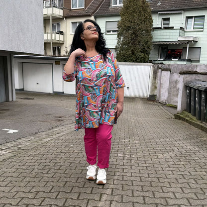 Naveed Tunika Sneakerprint Multicolor A-Linie mit Taschen