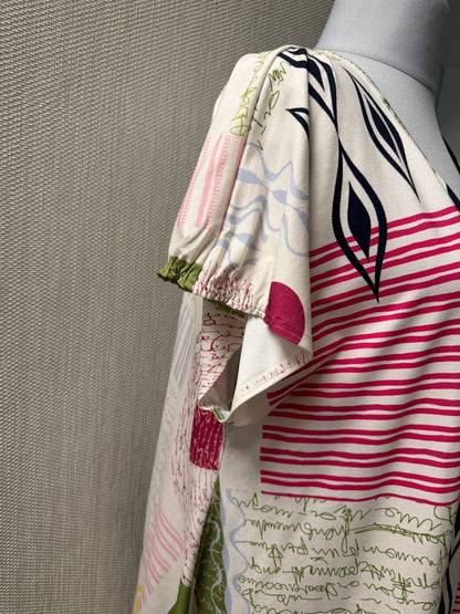Pont Neuf Long Tunika Thelma Ecru Bunt Print Detail Patchwork bunt