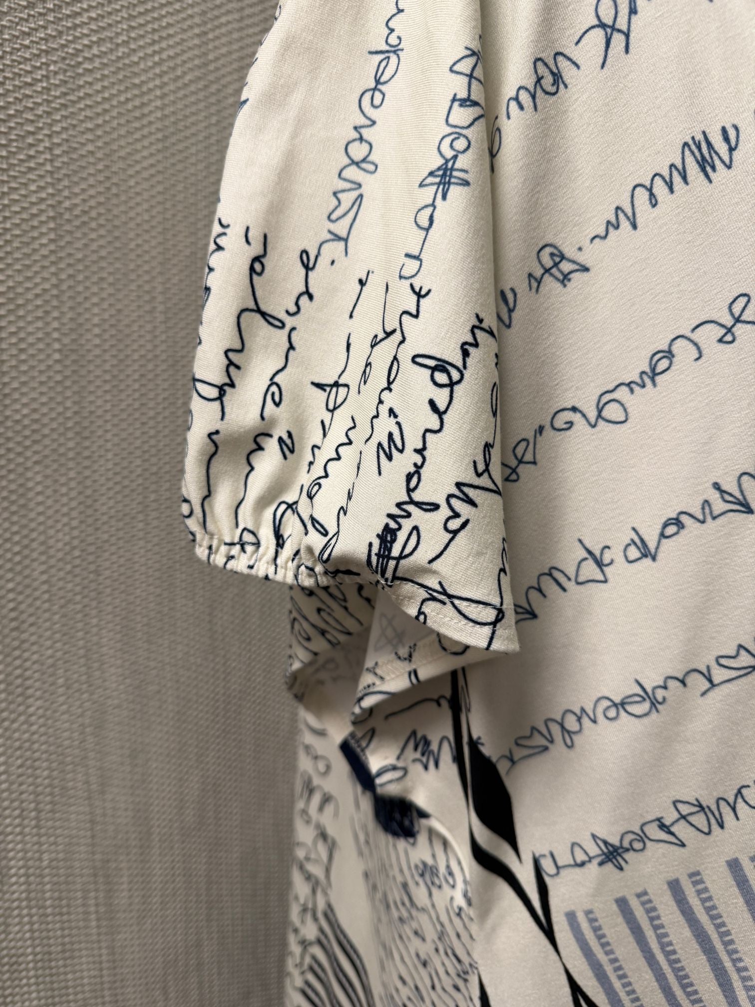 Pont Neuf Long Tunika Thelma Ecru Marine Print Detail Patchwork