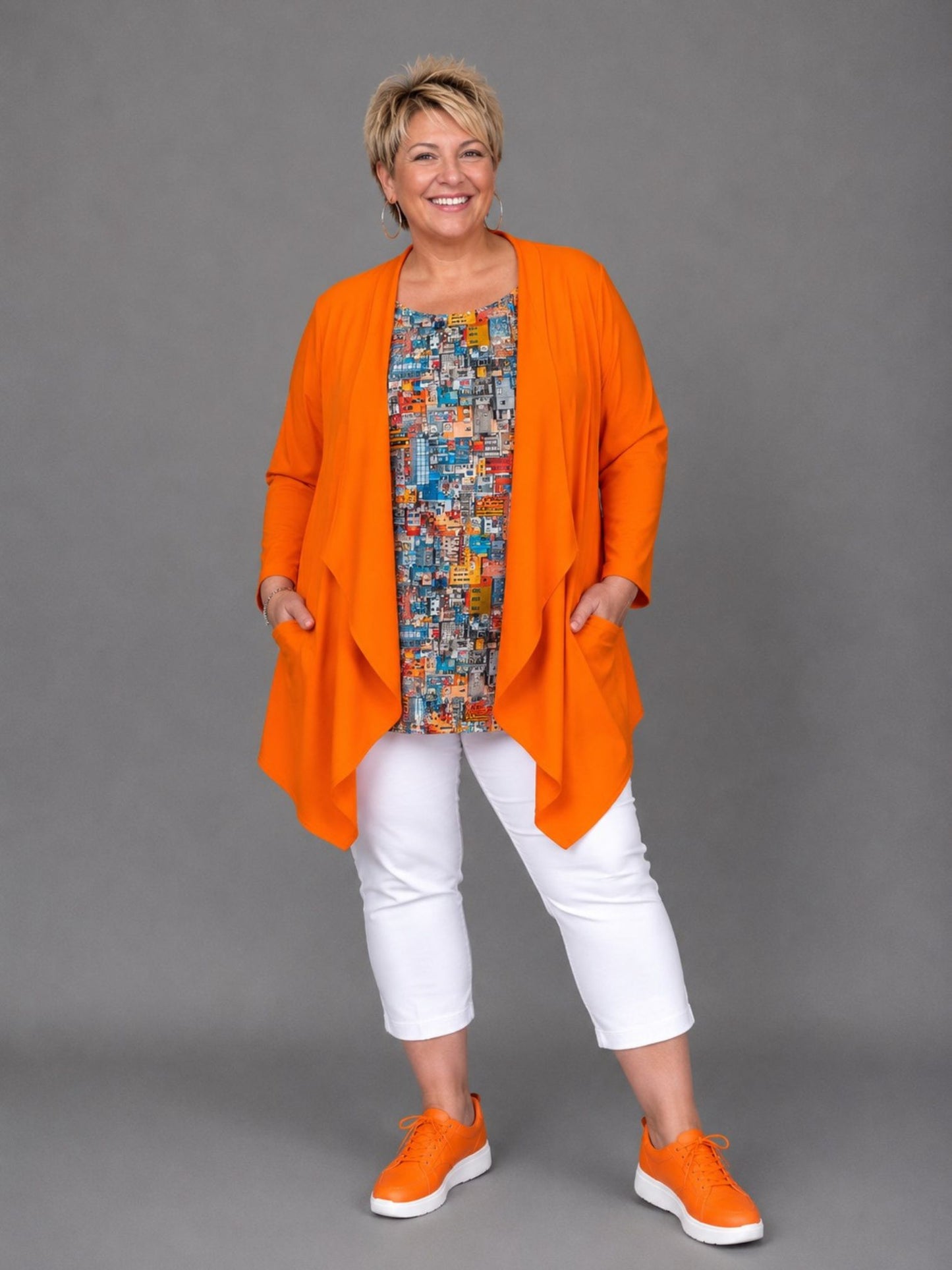 Sinne by Coom Cardigan Jacke große Größen – Orange & Pink
