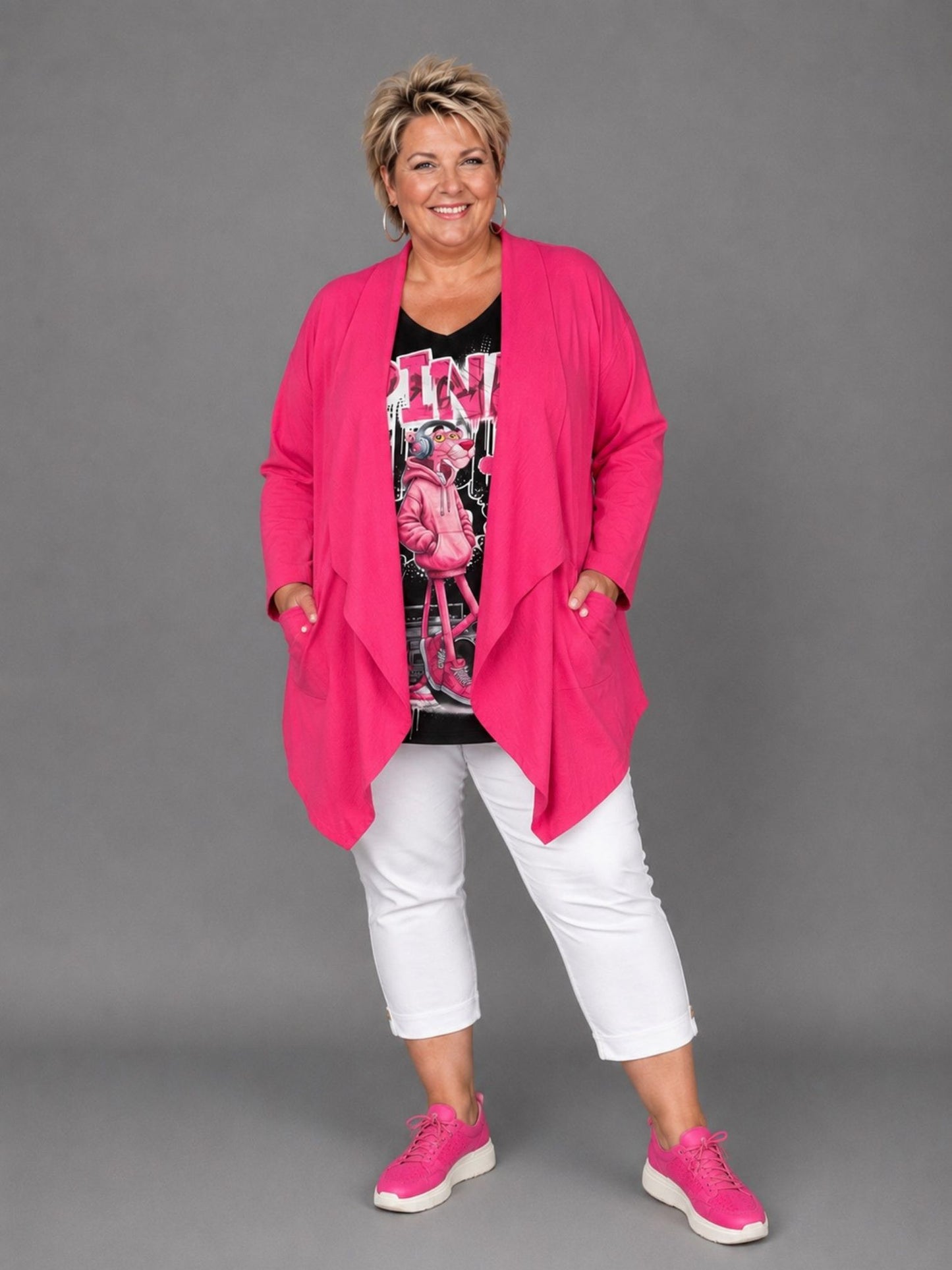 Sinne by Coom Cardigan Jacke große Größen – Orange & Pink