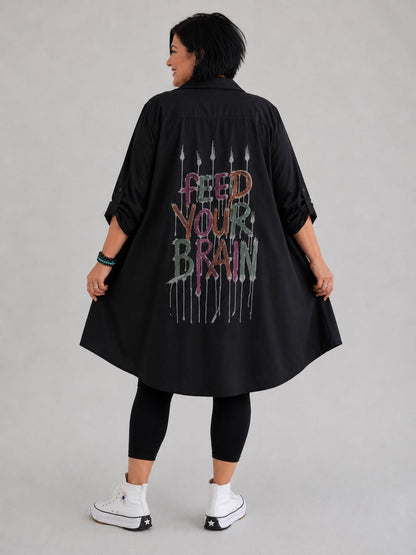 Sinne by Coom Lange Bluse A-Linie mit Rückenprint – Schwarz & Weiß Gr. 1–4 (EU 40–56)