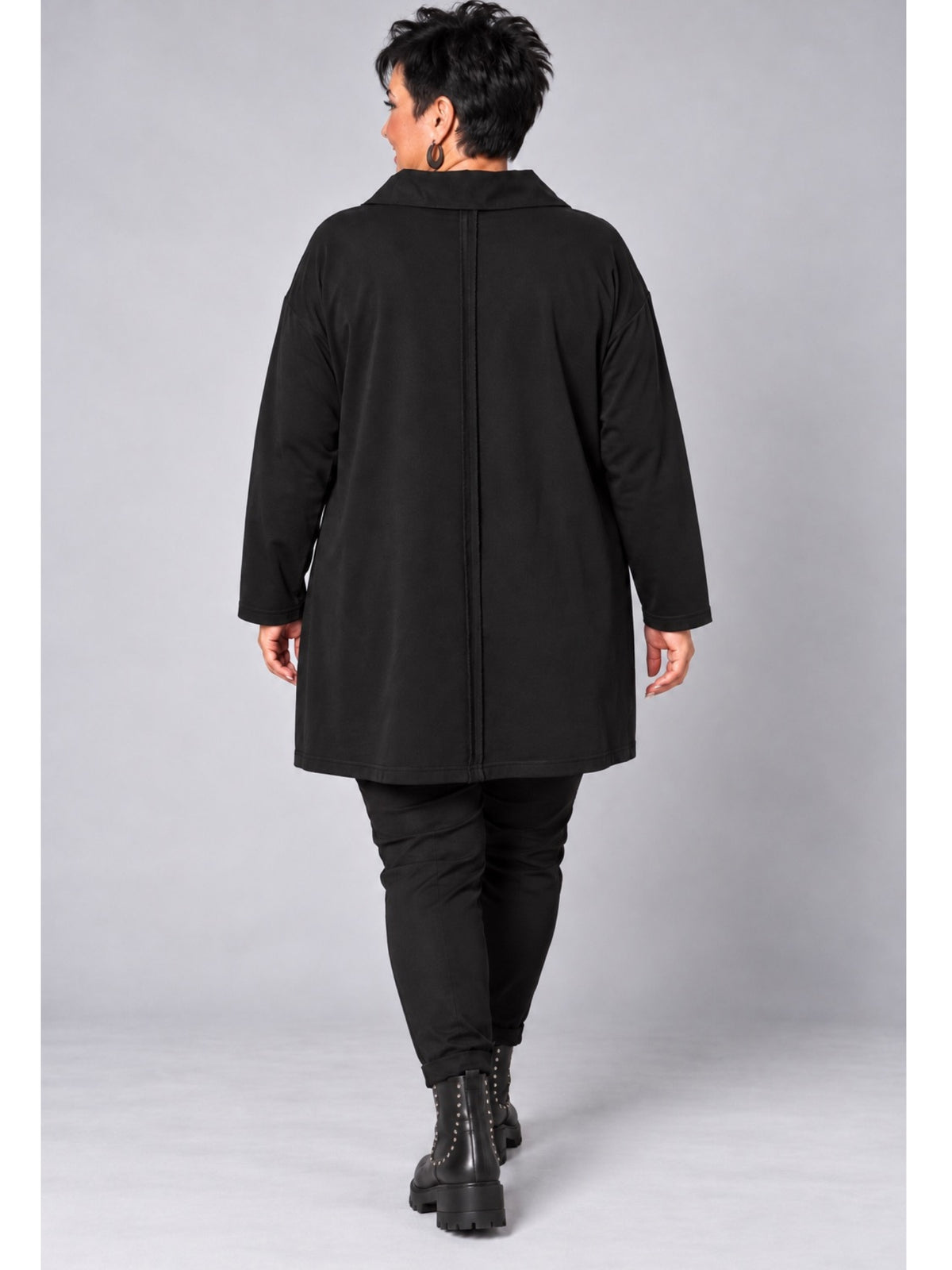 Sinne by Coom Design Tunika Microtaft mit Schnallen A-Linie – Schwarz Gr. 44–58