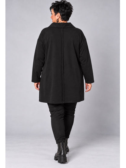 Sinne by Coom Design Tunika Microtaft mit Schnallen A-Linie – Schwarz Gr. 44–58