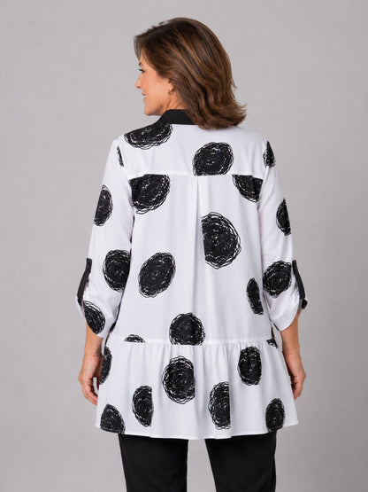 Sinne by Coom Bluse Grafik-Print Schwarz-Weiß – Blusenjacke | Große Größen
