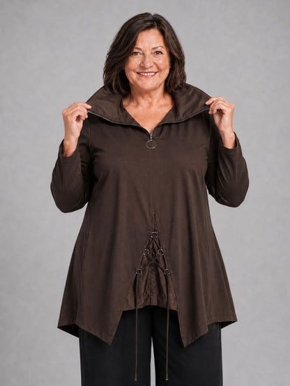 Sinne by Coom Design Tunika Baumwolle mit Microtaft A-Linie – Schoko Gr. 1–3 (EU 42–58)