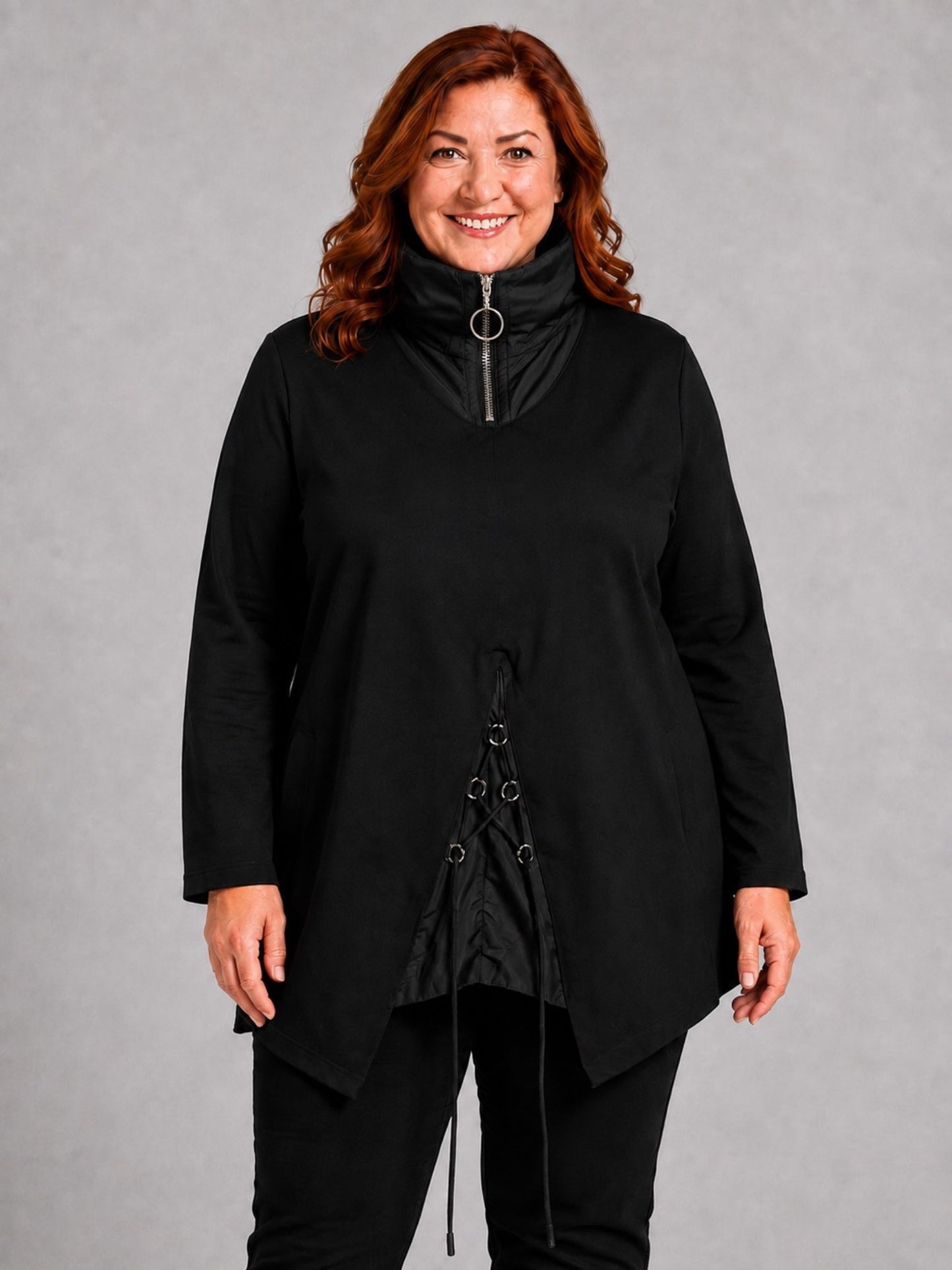 Sinne by Coom Design Tunika Baumwolle mit Microtaft A-Linie – Schwarz Gr. 1–3 (EU 42–58)
