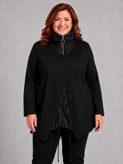 Sinne by Coom Design Tunika Baumwolle mit Microtaft A-Linie – Schwarz Gr. 1–3 (EU 42–58)