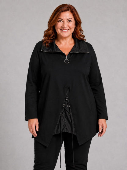 Sinne by Coom Design Tunika Baumwolle mit Microtaft A-Linie – Schwarz Gr. 1–3 (EU 42–58)