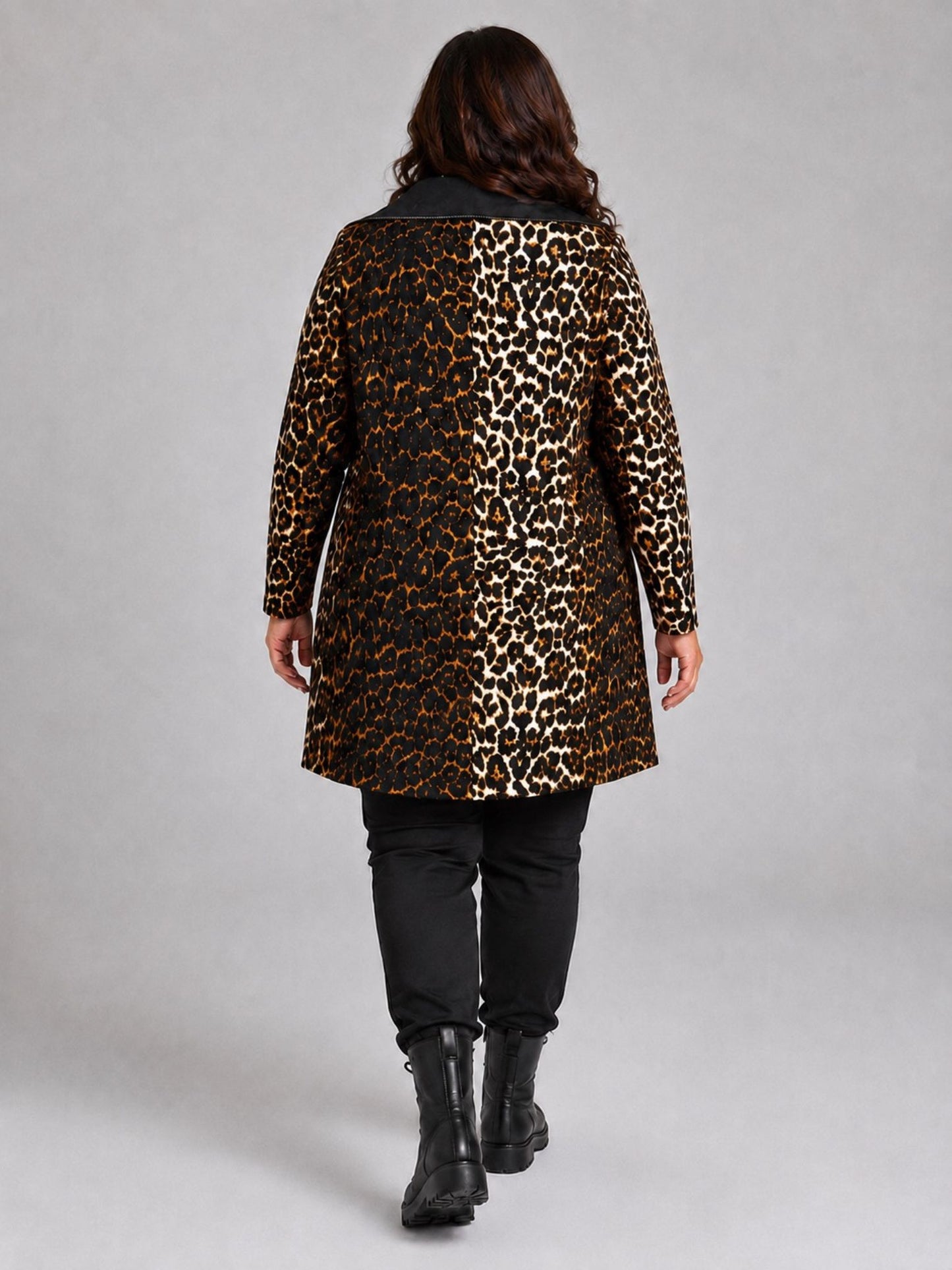Sinne by Coom Design Tunika Viskose mit Microtaft-Kragen A-Linie – Leo Braun/Schwarz Gr. 1–3 (EU 42–58)