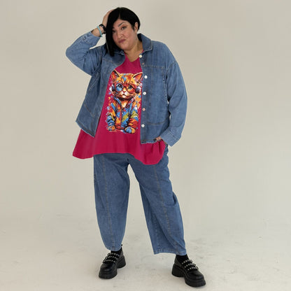 Sinne by Coom Jeansjacke Denimblau Knopfdetail große Größen – Nickis XXL Fashion