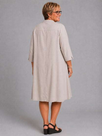 Sinne by Coom Midi-Kleid Tencel 3/4-Arm – Schwarz, Helltaupe & Mint Gr. 1–3 (EU 40–50)