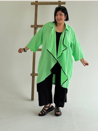 Sinne by Coom Jacke – Longcardigan mit Druck – in Pink, Weiß, Hellgrün und Schwarz erhältlich
