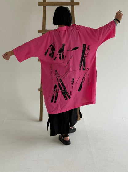 Sinne by Coom Jacke – Longcardigan mit Druck – in Pink, Weiß, Hellgrün und Schwarz erhältlich