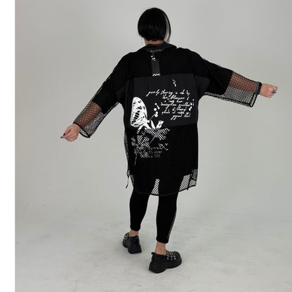 Sinne by Coom Netzjacke Schwarz & Weiß Oversize mit Microtaft Details