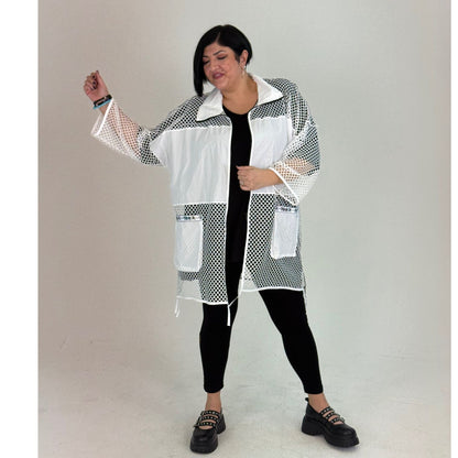 Sinne by Coom Netzjacke Schwarz & Weiß Oversize mit Microtaft Details