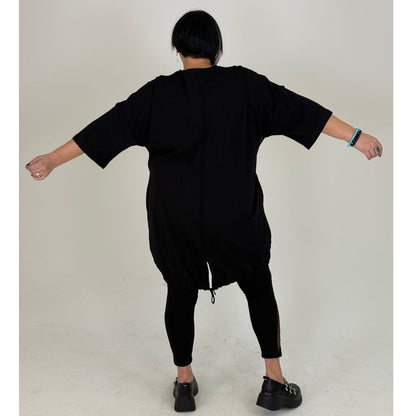 Sinne by Coom Tunika schwarz – Love Print Oversize Vokuhila