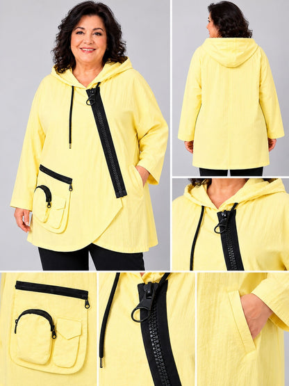Sinne by Coom Windbreaker – Hellgelb & Pink | Kapuze, Übergrößen Jacke