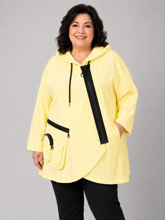 Sinne by Coom Windbreaker – Hellgelb & Pink | Kapuze, Übergrößen Jacke