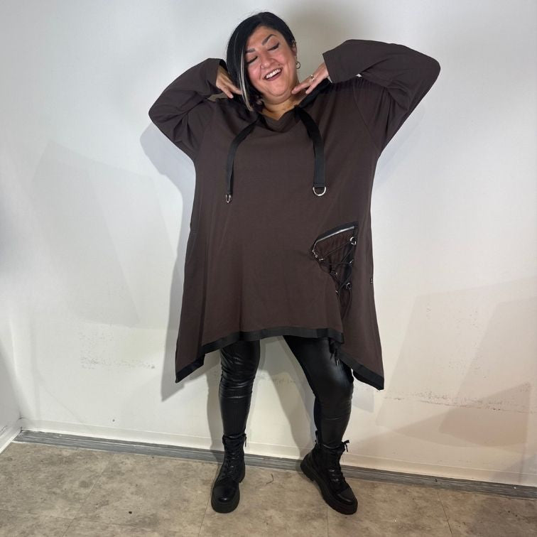 Sinne by Coom Design Long Tunika Schoko – weich & voller Komfort 42 44 46 48 50 52 54 56 58